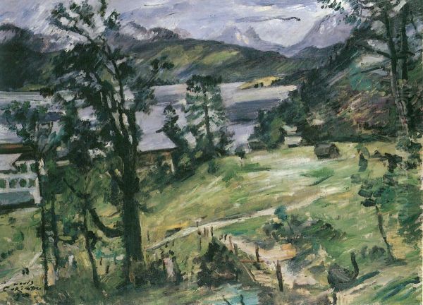 Landscape at the Walchensee with larch - view 1