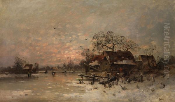 Winter landscape in the evening - view 1