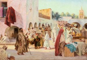 Scene de marche anime au Maroc by Louis-Joseph Anthonissen