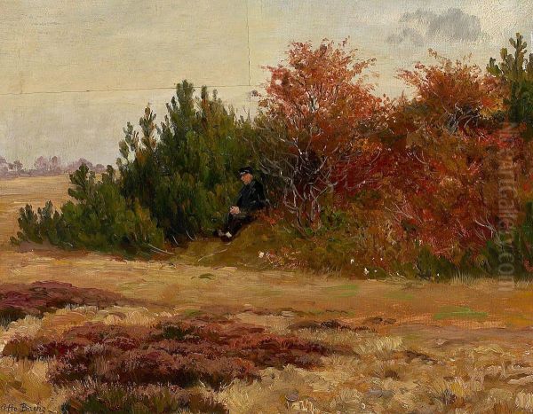 Landscape with a man at the roadside. - view 1