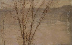 Winter Landscape with Barren Tree by Otto (Henry) Bacher