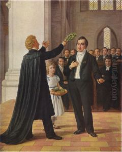 Tegner Crowns Oehlenschlager with a Wreath in the Lund Cathedral, 1829 by Constantin Hansen