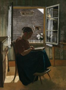 Die Mutter des Kunstlers im Stubchen by Hans Thoma