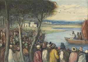 Christ preaching to the multitudes by James Smetham