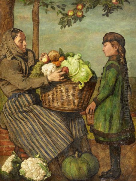 Grandmother and Granddaughter with a Vegetable Basket - view 1