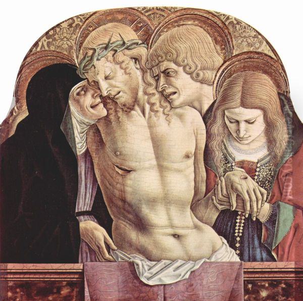 Hauptaltar des Domes von Ascoli, Polyptychon, mittlere Aufsatztafel: Beweinung Christi - view 1