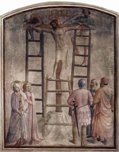 Freskenzyklus im Dominikanerkloster San Marco in Florenz, Szene:Kreuzannaglung Christi by Fra Angelico