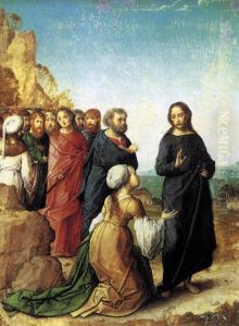 The Canaanite Woman asks for healing for her daughter by Juan De Flandes