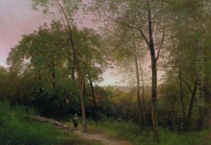 Walk Along a Path at Sunset, A by Hermann Ottomar Herzog