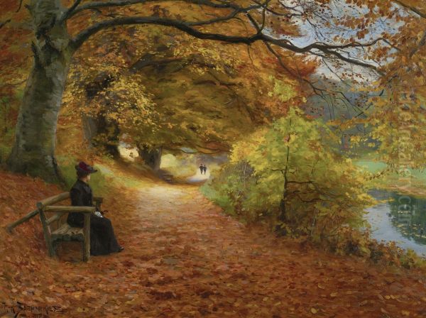 Wooded Path in Autumn - view 1