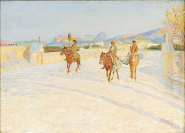 Donkey riders near Palermo. - view 1
