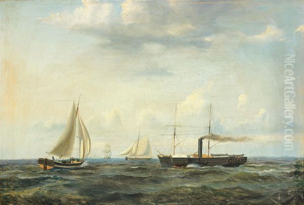 Shipping in the Sound off Kronborg Castle. - view 1