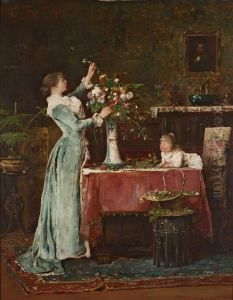 Flowers in a Vase / Drawing up of bouquets by Mihaly Munkacsy