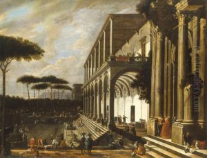 Party in a villa of Poggioreale by Niccolo Codazzi