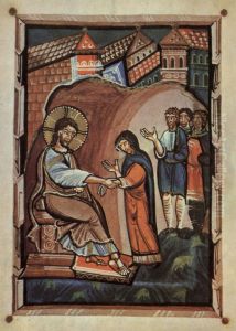 Jesus et la belle-mere de saint Pierre, Codex de Hitda by unknown