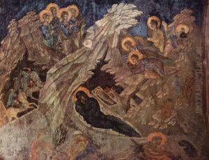 Fresken in der Peribleptos-Kirche in Mistra, Szene: Christi Geburt by unknown