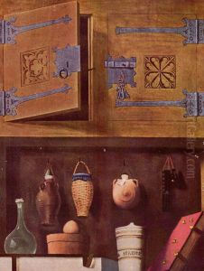 Stilleben mit Schrank fur Flaschen und Bucher by unknown