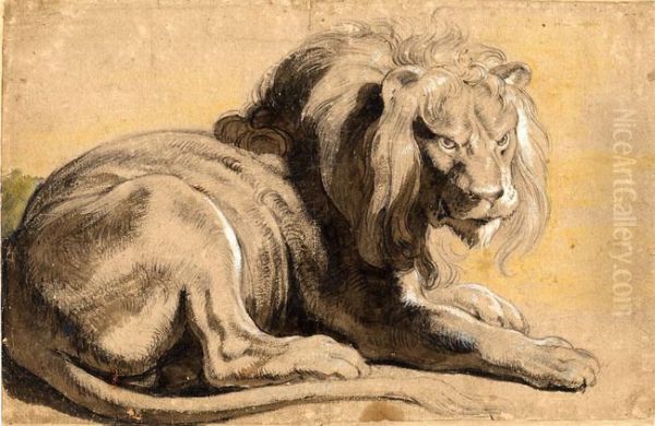 Lion in repose, facing right - view 1
