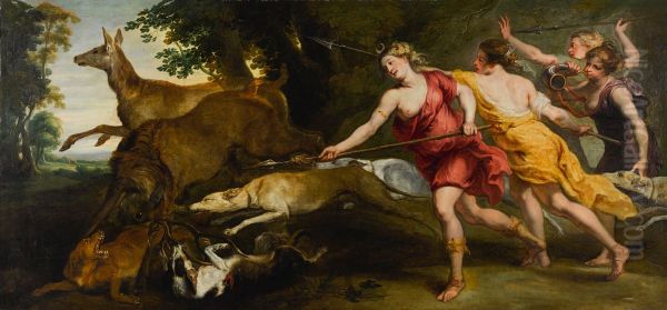 Diana and her nymphs hunting - view 1
