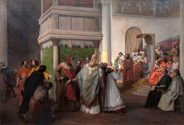 Priest Orlando of Parma sent by Arrigo IV of Germany and defended by Gregory VII against the just indignation of the Roman synod - view 1