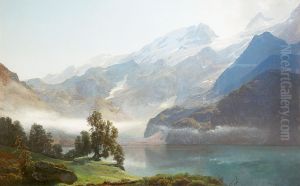 Morning at Lake Lucerne. by Janus Andreas Bartholin La Cour