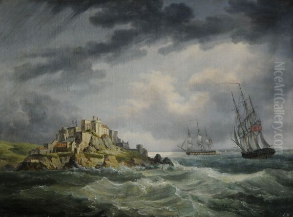 HM FrigatesSeahorseandCerebus, off Mont Orgueil Castle, Jersey - view 1