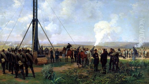 The artillery battle at Plevna. The battery of siege guns on the Grand Duke Mount. - view 1