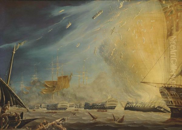 The destruction of the French flagship L'Orient - view 1