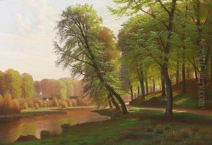 Forest view with a lake and some game.