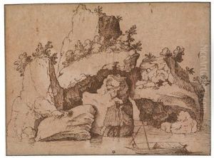 Umkreis Landschaft Mit Felseninsel Und Boot