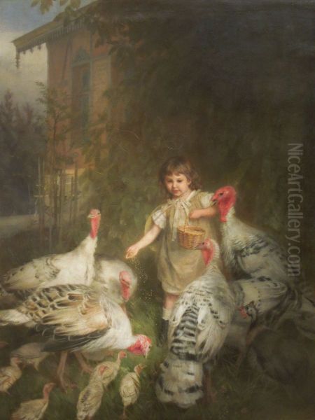 Girl with Turkey Hens - view 1
