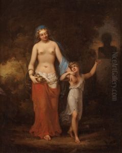 Caesarion pointing her mother to a bust of his father