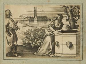 "cristo Y La Samaritana" by Giulio Campagnola