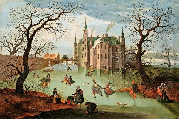 Skaters in front of Zuylen Castle in Maarssen. - view 1