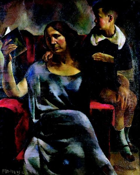 Mrs. Dezso Kosztolanyi and Her Son, Adam - view 1