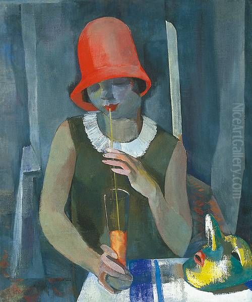 Woman with red Hat - view 1