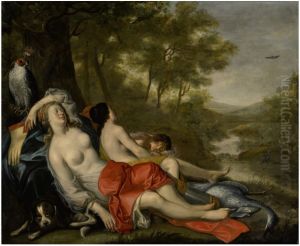 Diana and her Nymphs sleeping after the Hunt by Simon Peter Tilemann