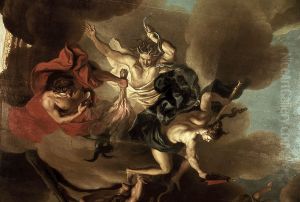 Herkules sturzt Zwietracht, Neid und Hass. by Louis de Silvestre