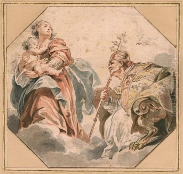 Saint Gregory the great adoring the madonna - view 1