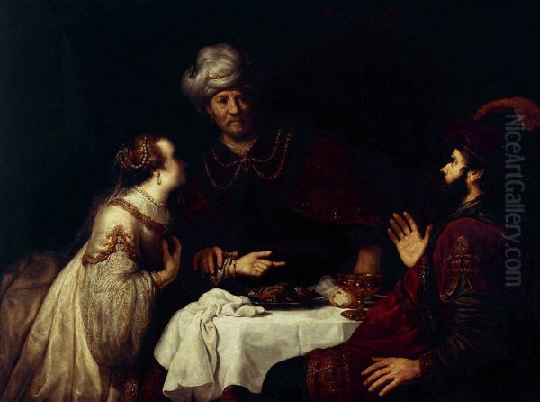 Esther and Haman before Ahasuerus - view 1