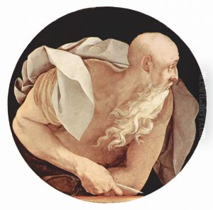 Evangelisten-Tondo der Capponi-Kapelle in Santa Felicita in Florenz, Szene: Hl. Johannes der Evangelist, Tondo by Pontormo