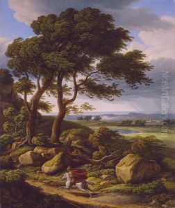 Sturmlandschaft mit Reiter. by Johann Christian Reinhart