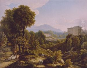 Landschaft mit Blick auf den Palazzo Chigi in Ariccia.