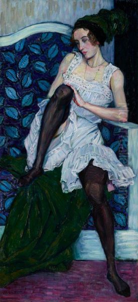 Young Woman in Undergarments - view 1