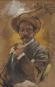 Portrait of the Painter Francesco Santoro, Rome by Joaquin Sorolla