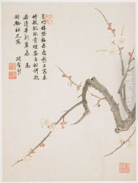 Blossoming plum from a Flower Album of Ten Leaves - view 1