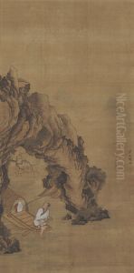 Landscape with Fisherman Outside a Cave by Mochizuki Gyokusen