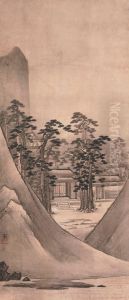 Landscape with Temple by Kano Sansetsu