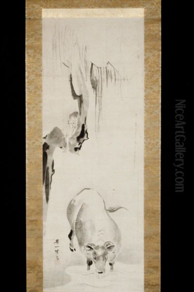 Boy with Water Buffalo [left of a pair] - view 1