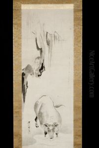 Boy with Water Buffalo [left of a pair] by Hanabusa Itcho